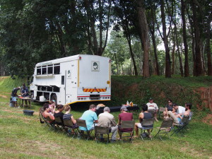 A roadside lunch stop on the Nomads tour