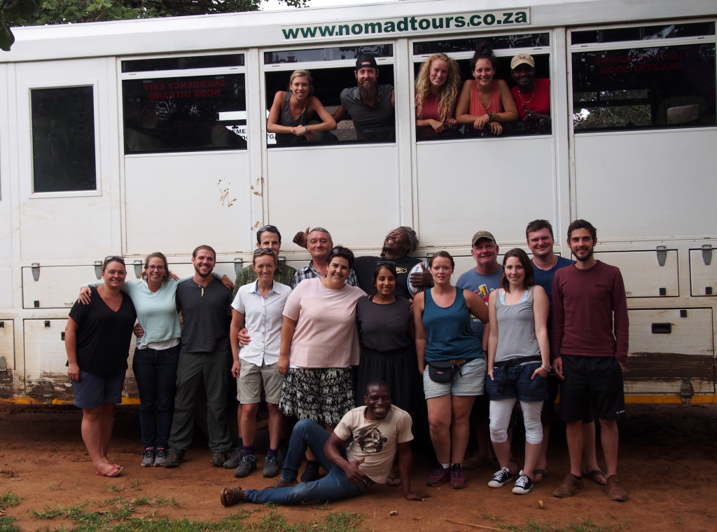 Nomads group photo together with our crew and truck Morrison