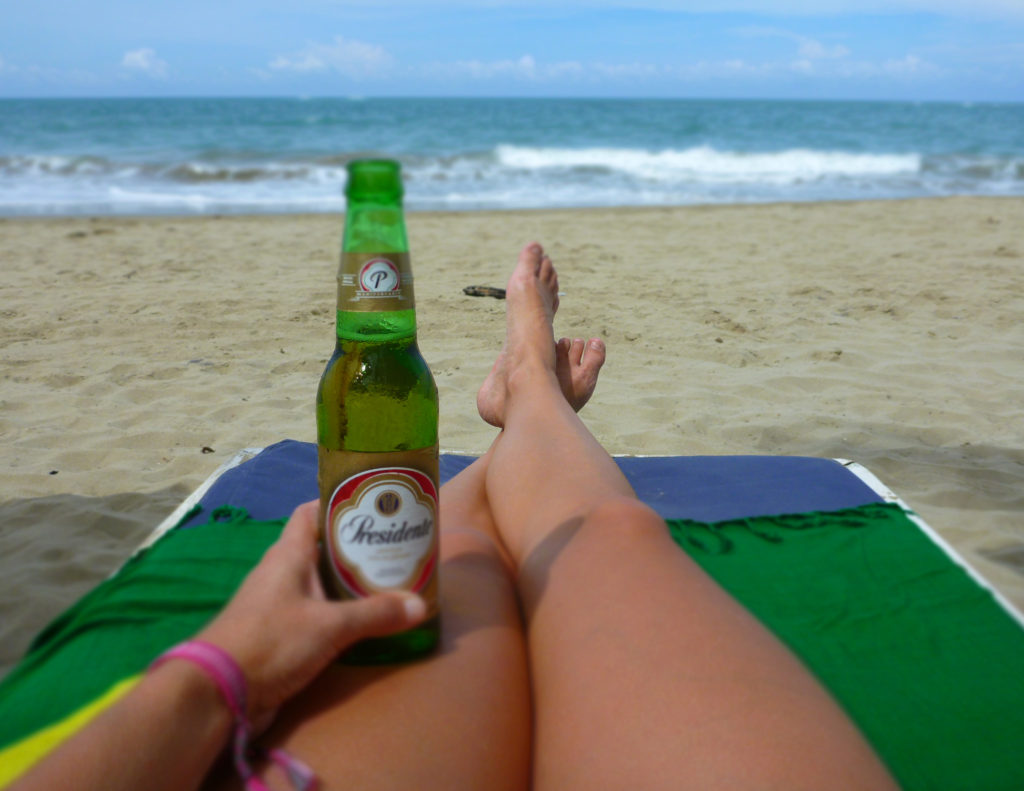 Relaxing with a beer at Cabarete Beach