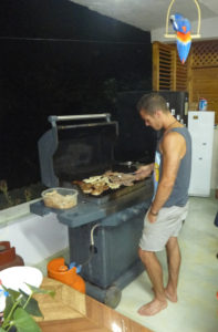 Marc helping cook the hostel BBQ